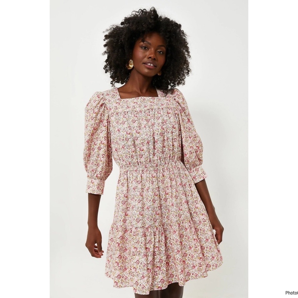 HYACINTH HOUSE Tuckernuck Pink and Red Floral Maddie Mini Dress Retail 158$ Sz S